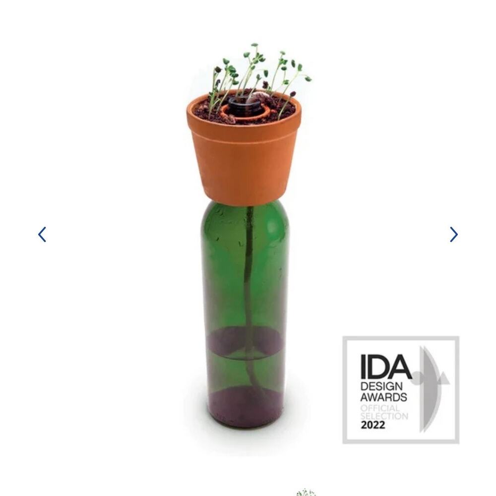 Kikkerland Set of 3 Small Terracotta/Clay Self-Watering Bottle Planters Pots
